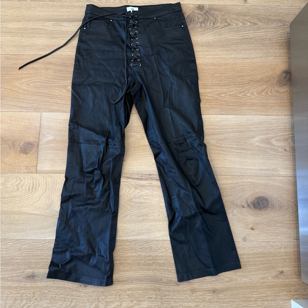 Lpa Black Leather-Trim Pants